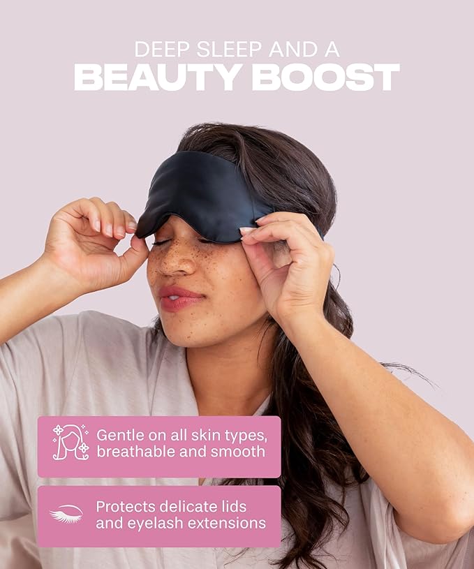 SUNDAYSILKS™ Exclusive Mulberry Silk Sleep Mask | Soft Eye Covers, Blackout Sleeping Mask for Women & Men | Silk Eye Mask for Sleep, Travel, and Relaxation | Antifaz para Dormir [Midnight Blue]-BrightBean Baby