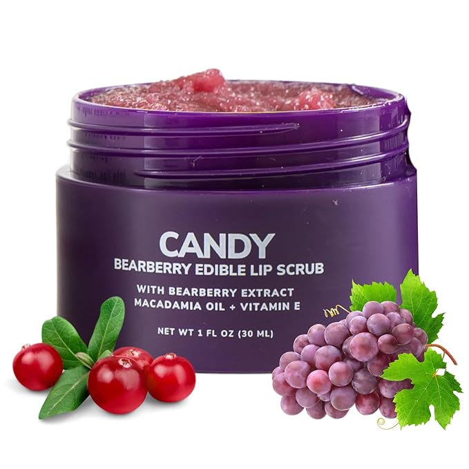 Minimo Candy Lip Exfoliator Scrub & Moisturizer - Lip Scrubber Exfoliator- Lip Brightening For Dark Lips Smoker| Removes Dead Skin from Dry Chapped Lips - Nourishes & Hydrates(1 oz) Grape Nectar-BrightBean Baby