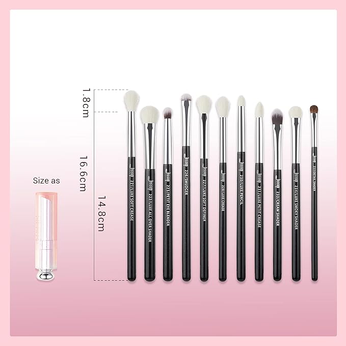 Jessup Eye Makeup Brushes Set Professional 15pcs with Eyeshadow Blending Concealer Eyebrow Eyliner Brush (Pearl Black/Silver)-BrightBean Baby