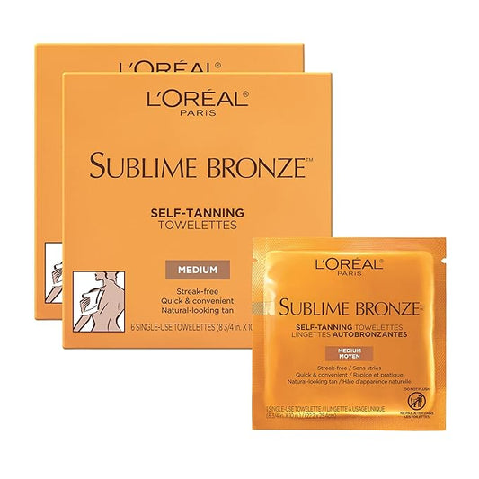 L'Oreal Paris Sublime Bronze Self Tanning Towelettes, Streak-Free, Natural Looking Tan, 6 ct-BrightBean Baby