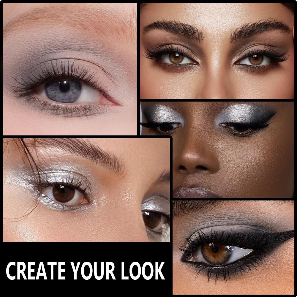 Smokey Black Eye Shadow Makeup Palette,15 Colors Gray Silver Dark Shimmer Matte Makeup Pallet,Long Lasting Waterproof Blendable for Daily and Halloween,Vegan,Cruelty -free-BrightBean Baby