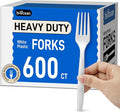 600Pack Disposable Plastic Forks Bulk White Heavy Duty Silverware - Value Pack Cutlery Set For Parties, Restaurant (600FORKS)
