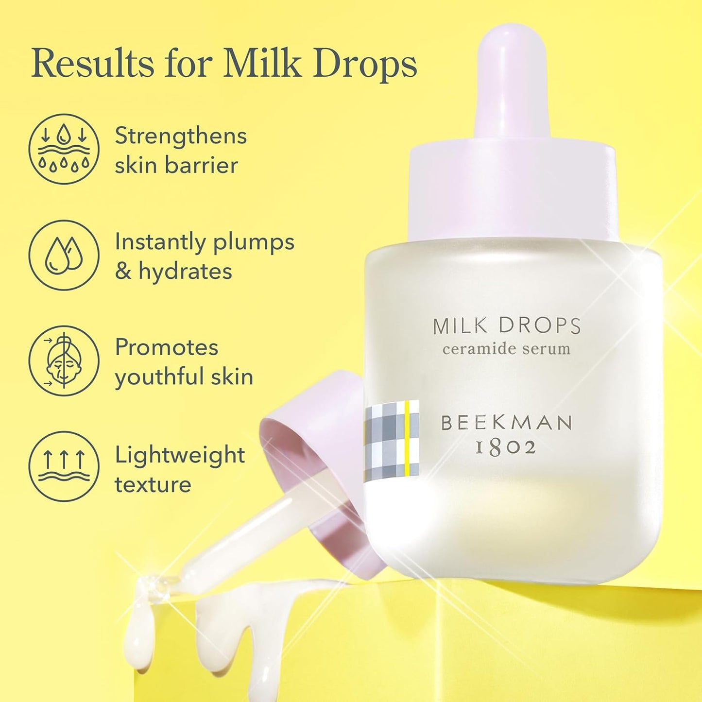Beekman 1802 Milk Drops Ceramide Facial Serum - Squalane Oil, Hyaluronic Acid & Goat Milk Face Moisturizer - Boosts Skin Radiance & Hydrates Deeply - Fragrance Free, Cruelty Free-BrightBean Baby