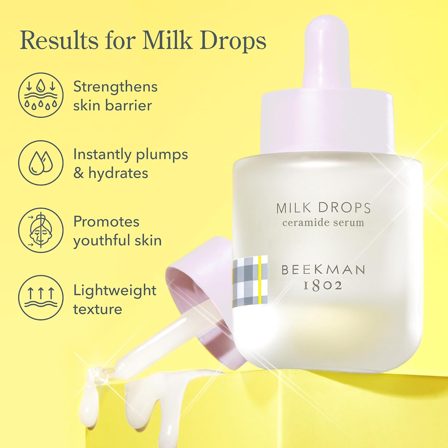 Beekman 1802 Milk Drops Ceramide Facial Serum - Squalane Oil, Hyaluronic Acid & Goat Milk Face Moisturizer - Boosts Skin Radiance & Hydrates Deeply - Fragrance Free, Cruelty Free-BrightBean Baby