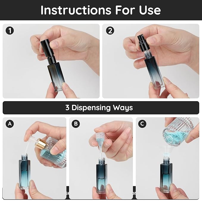 Segbeauty Travel Perfume Bottle Refillable, 5pcs 10ML Mini Glass Perfume Containers with Funnel and Pipette, Empty Portable Leak-proof Fragrance Bottles Spray Atomizer Pump Bottle Kit for Toiletries-BrightBean Baby