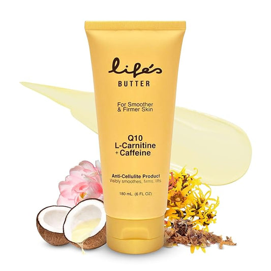 LIFE'S BUTTER Anti-Cellulite Cream - 100% Natural - Made in USA - Cruelty-Free - Hypoallergenic - Best Cellulite Reduction - Skin Firming + Tightening for Women L-Carnitine + CoQ10 + Caffeine – 6oz-BrightBean Baby