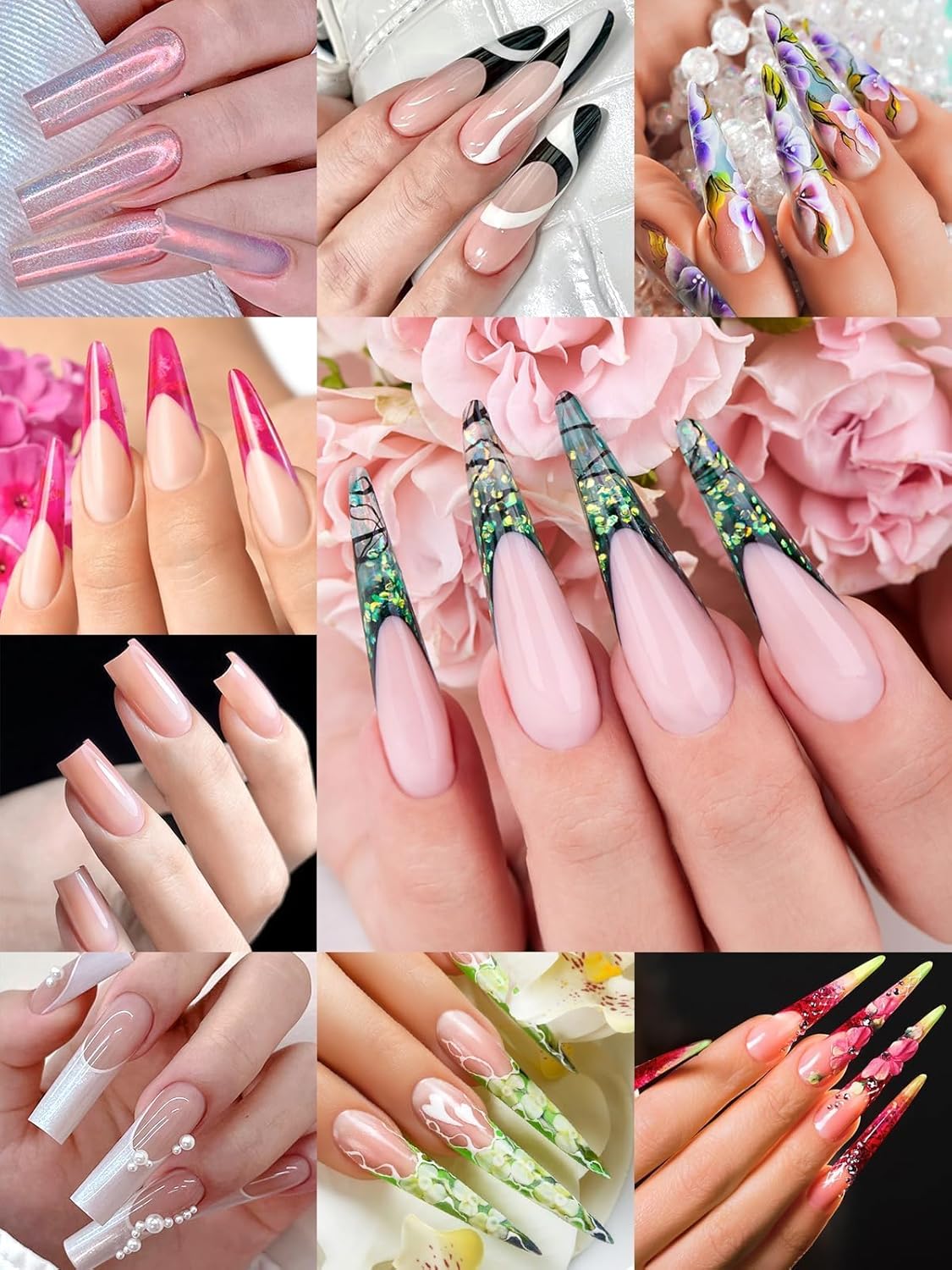 EBANKU Dual Nail Forms for Poly Extension Gel, 96 PCS Clear Nail Molds Reusable Nail Extension Forms for Builder Gel Manicure Design Salon DIY-12 Sizes-BrightBean Baby