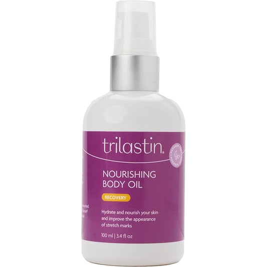 TriLASTIN Belly Oil (3.4oz), Stretch Mark Oil, Belly Oil for Pregnant Women, Serum for Scars and Stretchmarks, Body Oil, Paraben-Free and Hypoallergenic-BrightBean Baby