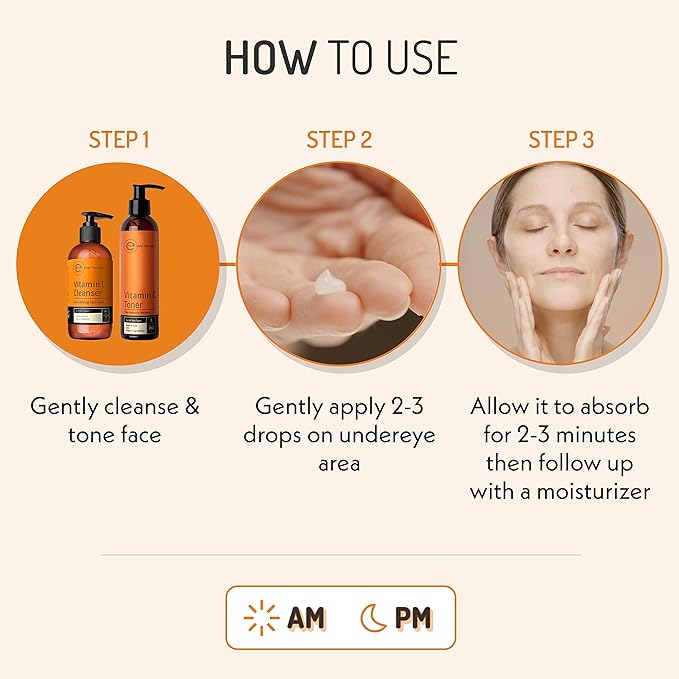 Eve Hansen Vitamin C Eye Gel - Under Eye Cream for Dark Circles and Puffiness - Anti-Aging Eye Repair Cream with Hyaluronic Acid - Under Eye Treatment for All Skin Types - Eye Brightening Cream - 1 oz-BrightBean Baby