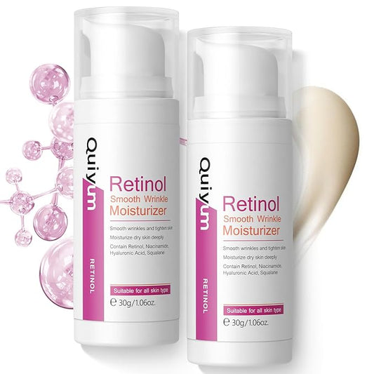 Retinol Cream for Face, Anti Aging Face Moisturizer with Hyaluronic Acid, Rapid Wrinkle Repair, Day & Night Cream Serum for Women, Reduce Fine Lines, Wrinkles & Dark Spots 1.06oz, 2Pack-BrightBean Baby