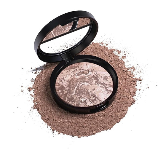 Baked Powder Contour Makeup, Brighten Bronzer Powder, Highlighter Bronzer Glow Palette, Cruelty Free Shimmer Bronzing Powder to Use For Contour Make up, Natural Finish & Easy to Use #002-BrightBean Baby