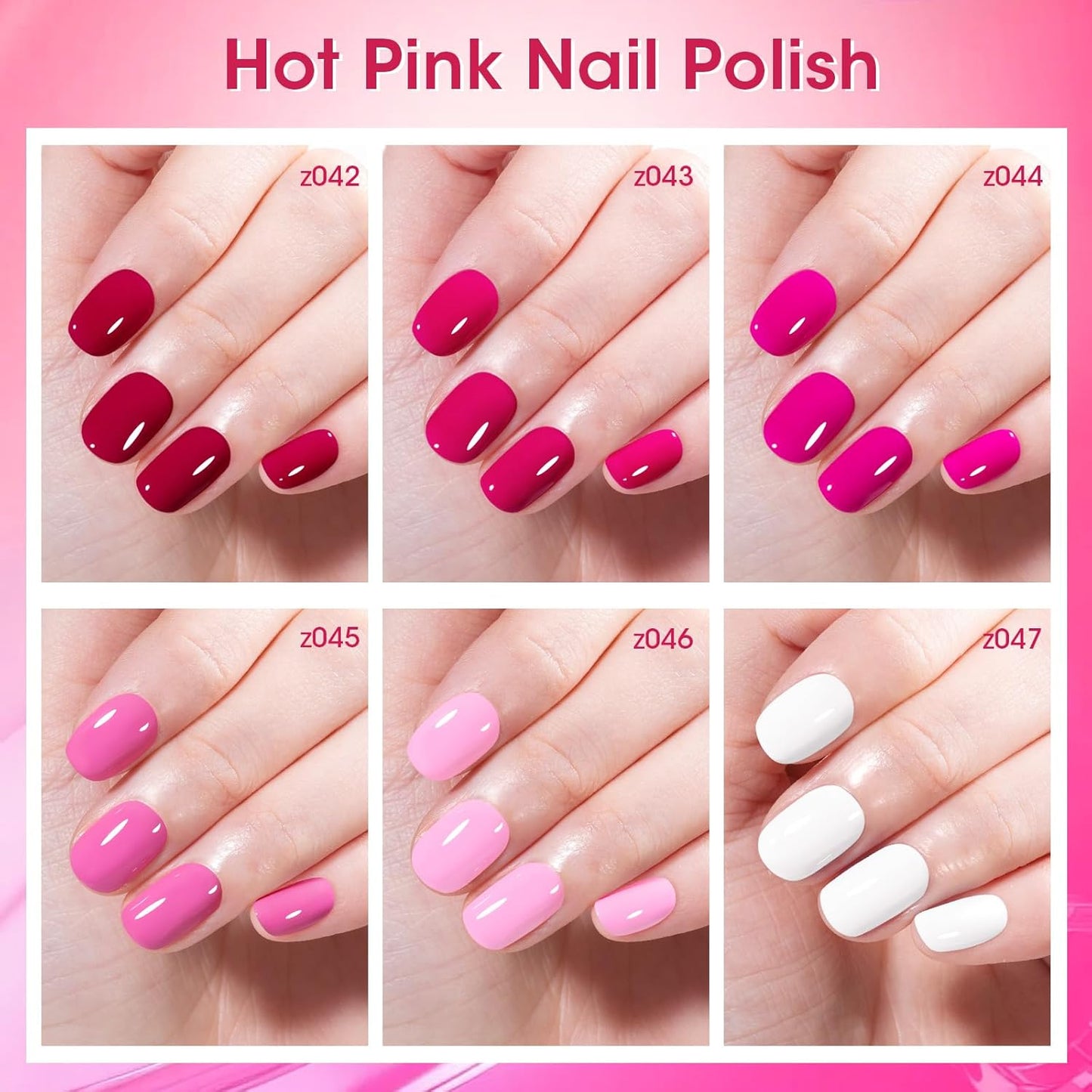 GELLEN Hot Pink Nail Polish, Pinkish Purple Natural Traditional Regular Nail Polish Quick Air Dry 6-Set For Acrylic Natural Nails Toes Home Salon, Non UV Gel, Chip Resistant, Hema Free, Toxin Free-BrightBean Baby