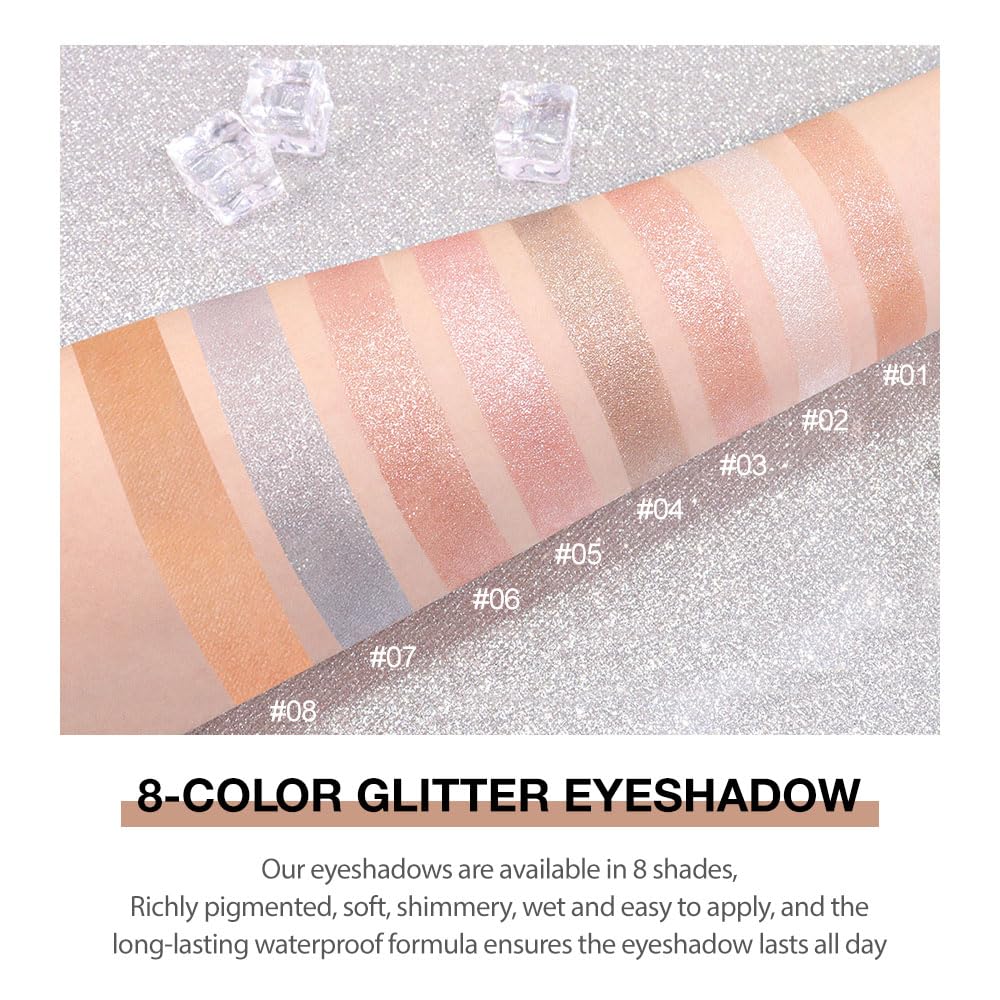 Glitter Shimmer Sparkle Eye Shadow Palette Makeup for Women, Shimmer Blue Glitter Metallic Holographic Iridescent Cream Iridescent Single Monochrome Eyeshadow Makeup-BrightBean Baby