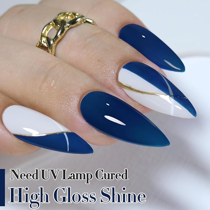 Double Rhythm 0.5Oz Navy Blue Gel Polish Sheer Neutral Natural Light Milky Same Color Same Bottle 15ML Jelly UV Nail Art DIY at Home (Navy Blue-A1107)-BrightBean Baby