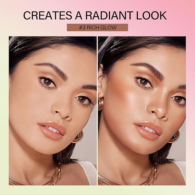 Cream Bronzer Stick,Contour Stick Facial Contouring Stick,Long Lasting Highlighter Waterproof Highlight Makeup,Buildable Shimmer Sparkle Face Bronzer Face Shaping,01 Warm Glow-BrightBean Baby