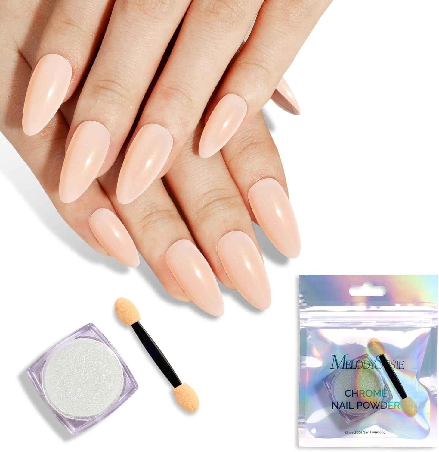 MelodySusie Gold Chrome Nail Powder for Gel Nails,Pearl Powder Mirror Effect Pigment Pearlescent Mermaid Pigment Pearl Glitter for Home DIY Salon Use-BrightBean Baby