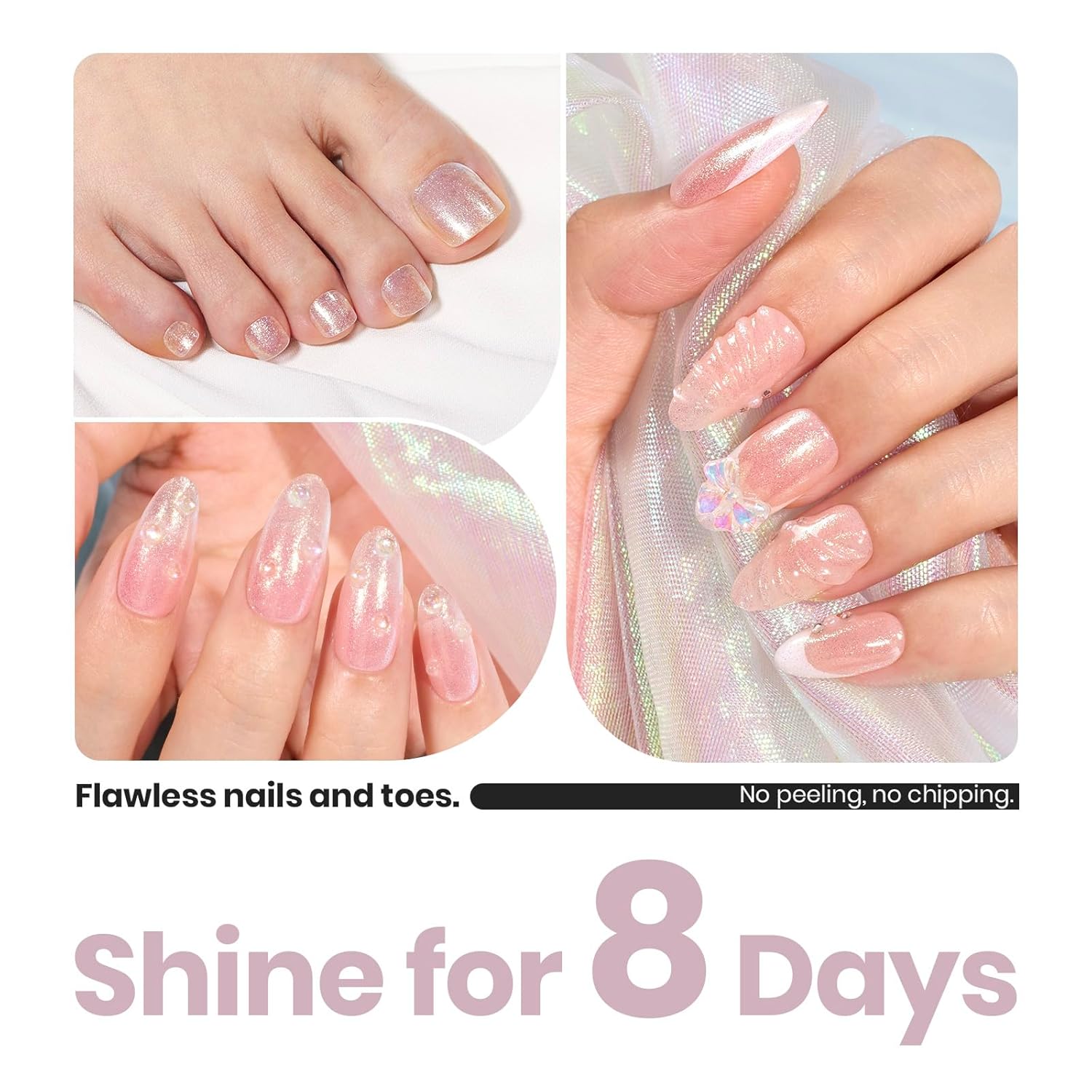 beetles Nail Polish Glitter Nail Lacquer Shimmer-Like Top Coat Fast Drying & Long Lasting Brilliant Milky Way, No UV Lamp Needed for DIY Nail Art Salon at Home Gifts for Women-BrightBean Baby