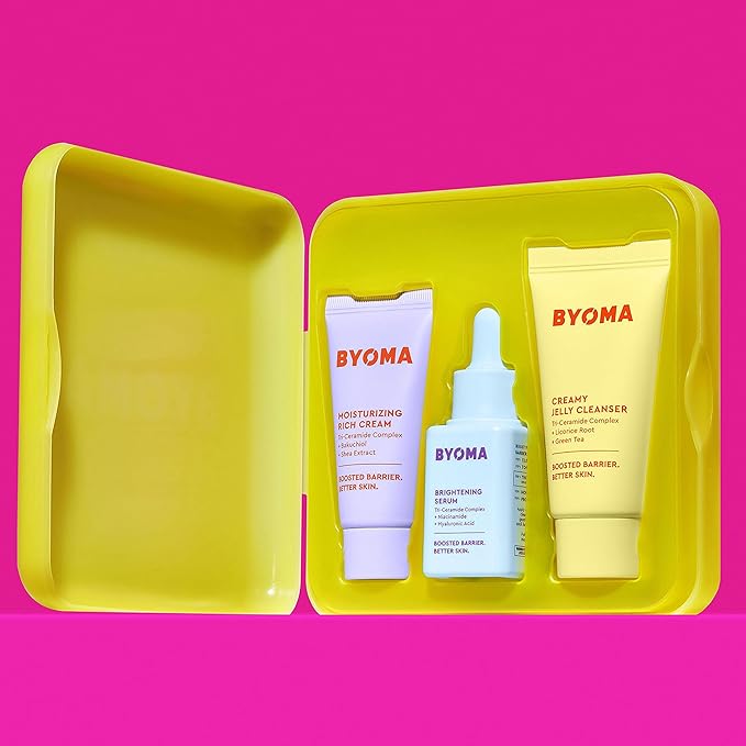 BYOMA So Bright Set - Barrier Repair Skincare Set for Brighter Skin - Creamy Jelly Cleanser, Brightening Face Serum & Ceramide Face Moisturizer - Alcohol Free Skin Care - 30ml, 15ml, 15ml-BrightBean Baby
