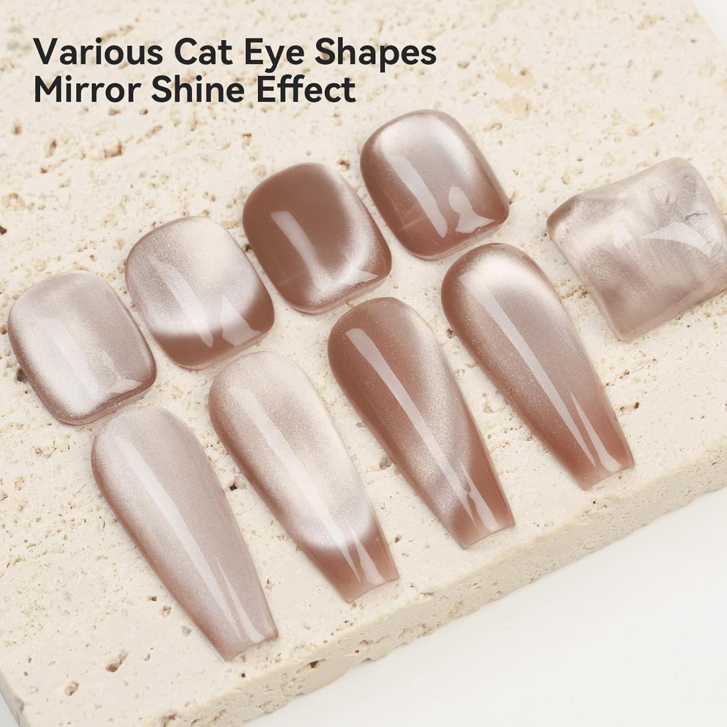 Cat Eye Gel Nail Polish Moonlight, 12ML High Gloss Smoothie Glitter Brown Cat Eye Nail Polish Magnetic Holographic UV Gel Polish for Nail Art Manicure Salon DIY at Home 1PC-BrightBean Baby