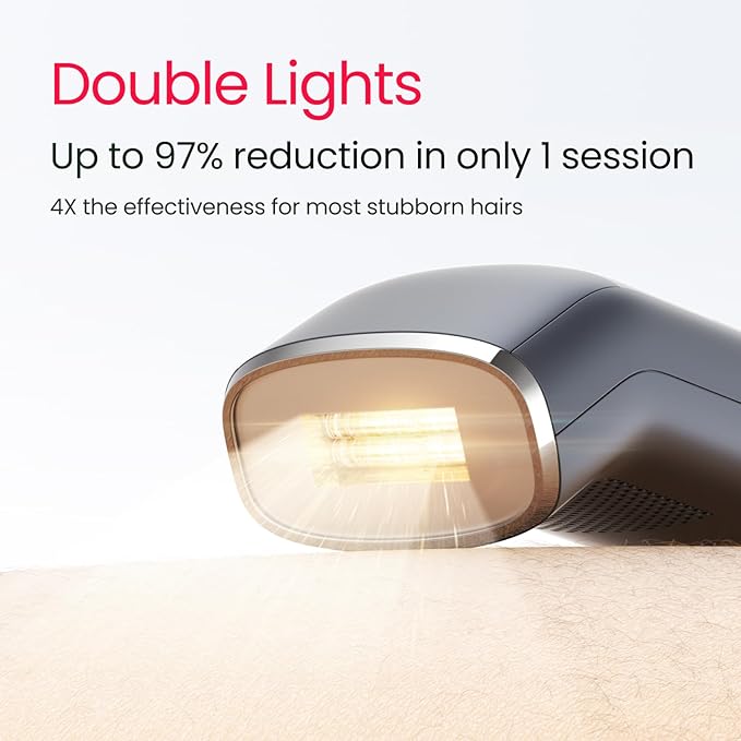 IPL Laser Hair Removal for Men, Dual Lights 100W, 35°F Sapphire Ice-Cooling, Quadruple-Pulse PHR Mode for Stubborn Hair, at Home Hair Removal Device for Armpits, Chest and Leg-BrightBean Baby