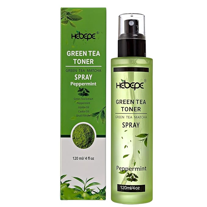 Green Tea Matcha Facial Toner Mist with Peppermint, Refreshing, Moisturizing, and Soothing Face Toner, with Jojoba Oil, Castor Oil, Snail Filtrate,120ml-BrightBean Baby