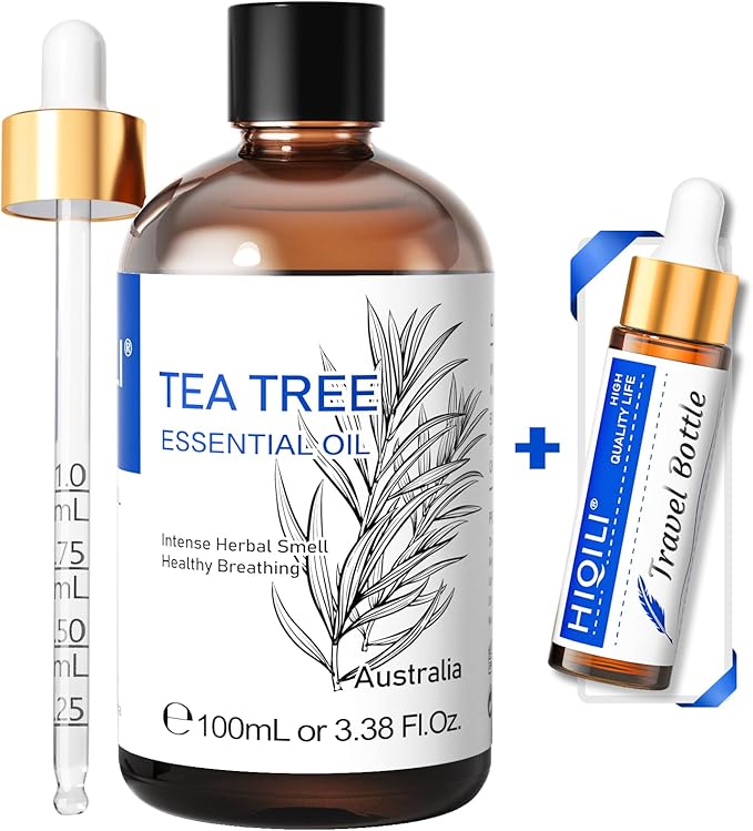 HIQILI Tea Tree Oil for Skin, Hair Restoration, Added to Shampoo, Body Wash, Foot Soak Use - 3.38 Fl Oz-BrightBean Baby
