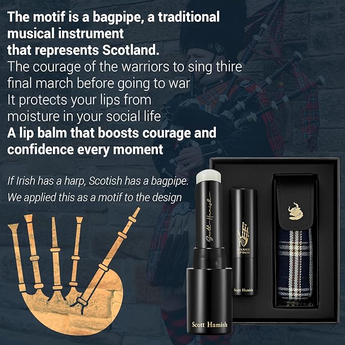 Courage Lip Balm & Case Gift Set - Pure Cowhide Leather Chapstick Holder with Hydrating Lip Balm for Dry Cracked Lips - Flavored Lip Balm & Lip Balm Holder Gift Set for Men-BrightBean Baby