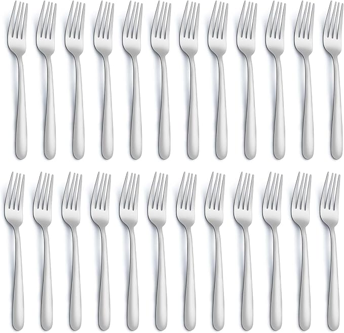 24 Pieces Dinner Forks, Forks Silverware(8 inches), Food Grade Stainless Steel Flatware Forks, Mirror Polished & Dishwasher Safe, Using for Home, Restaurant or Kitchen