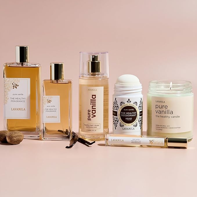 Lavanila Pure Vanilla Healthy Hair + Body Perfume Mist, 5 Fl Oz - Sweet & Warm Fragrance Spray Formulated with Jojoba Oil, Madagascar Vanilla, Tonka Bean, Heliotrope-BrightBean Baby