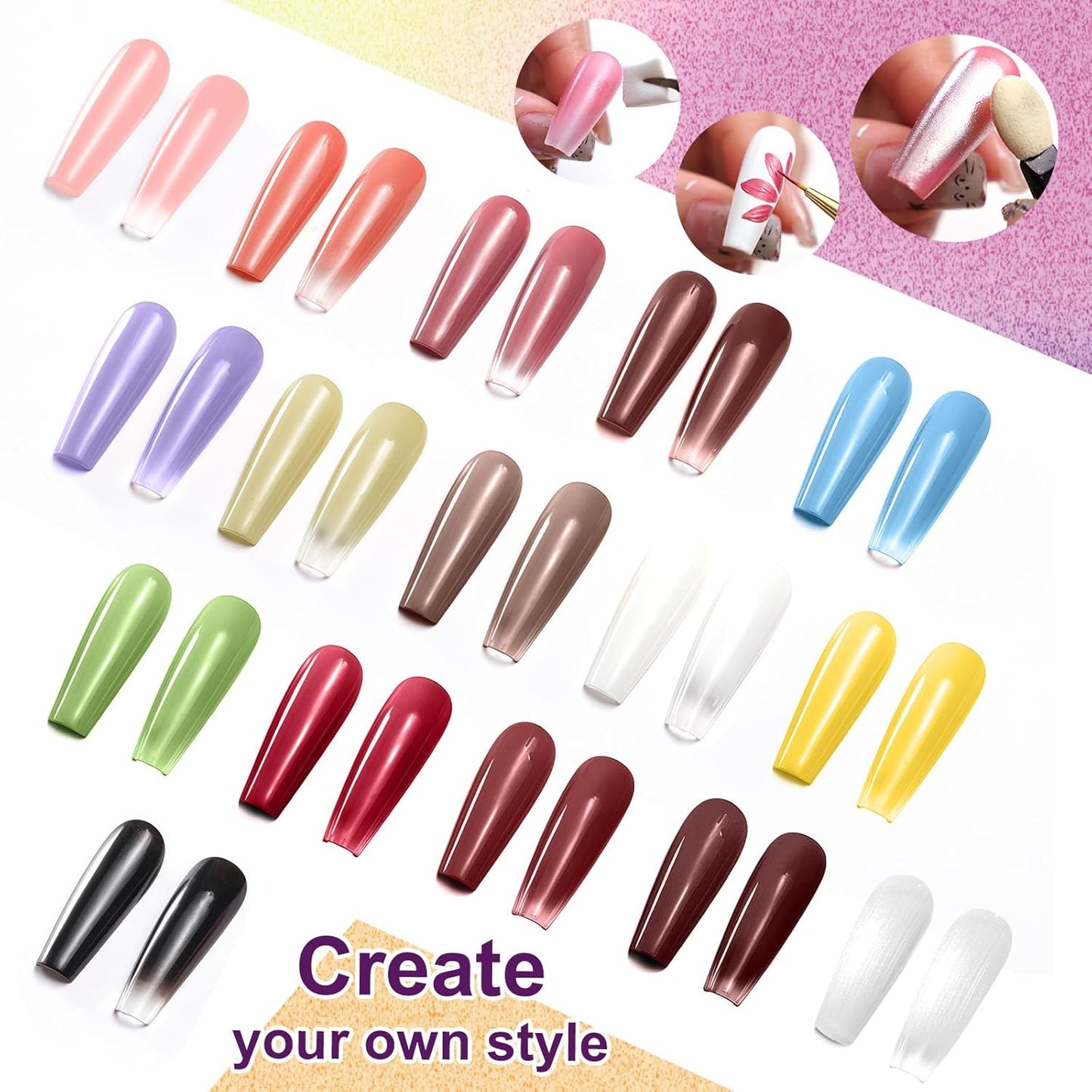 Gradient Painting Gel, 16 Colors Ombre Nail Polish for Pigmented Pat Painting Gel Nude White＆Black Color French Manicure DIY Nail Art Long-lasting No-wipe DIY Palette VelvetSpectrum Studio-BrightBean Baby