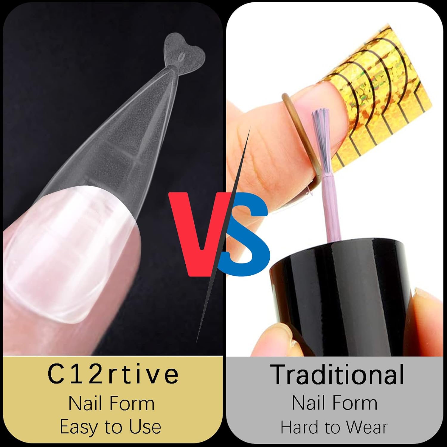 120Pcs Dual Nail Forms,Flat Stiletto Extension Poly Nail Gel Nail Forms Full Cover Reusable Nail Molds 12 Sizes for Solid Nail Gel Glue Nail Art Design Salon&DIY-BrightBean Baby