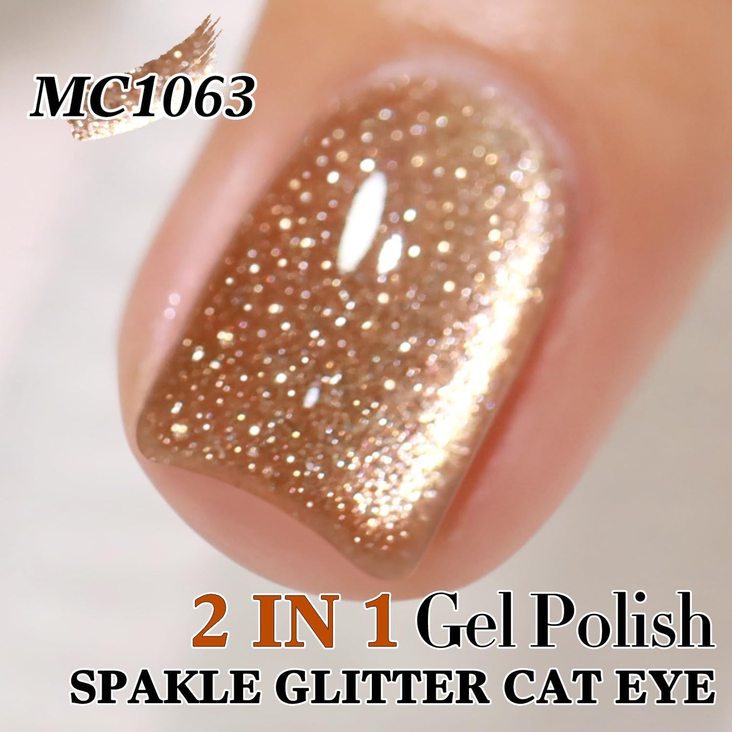 Double Rhythm 15ML Glitter Glass Cat Eye Gel Polish with Magnet Holographic Glitter Shimmer Translucent Sheer Color Salon Soak Off Magnetic Gel Polish at Home (Coffee Brown-MC1063)-BrightBean Baby