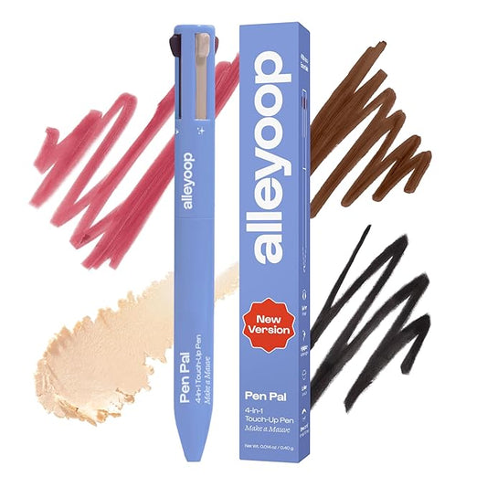 Alleyoop Pen Pal Touch-Up 4-in-1 Makeup Pen, Make A Mauve (Light - Medium) - Travel Make Up Set with Eyeliner, Brow Pencil, Highlighter & Lip Liner - High-Pigment Formula, Easy & Smooth Application-BrightBean Baby