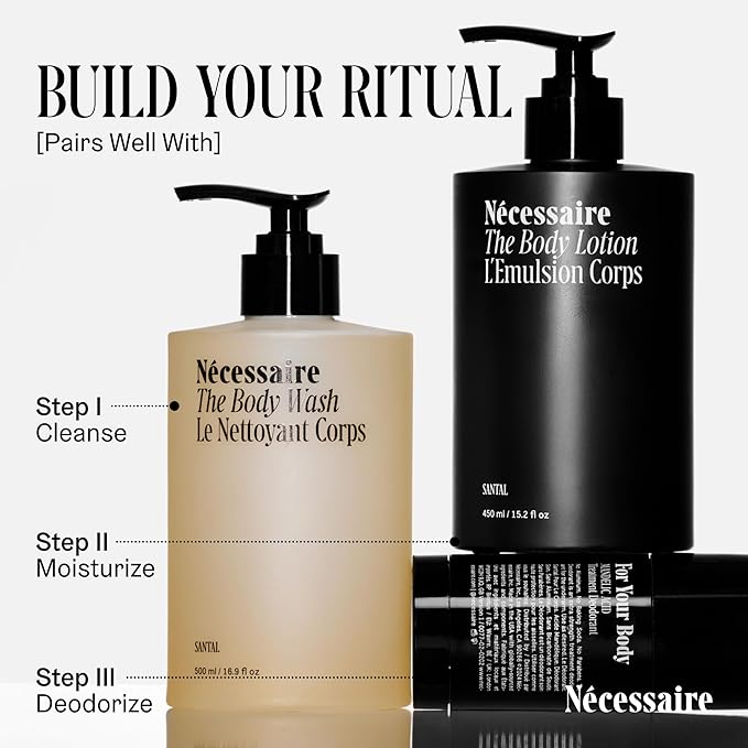 Nécessaire The Body Lotion with Pump. Santal. Multi-Peptide Firming Lotion to Moisturize, Firm, Strengthen. 2.5% Niacinamide, Vitamin C/E + Omega 6/9. 450ml / 15.2 fl oz-BrightBean Baby