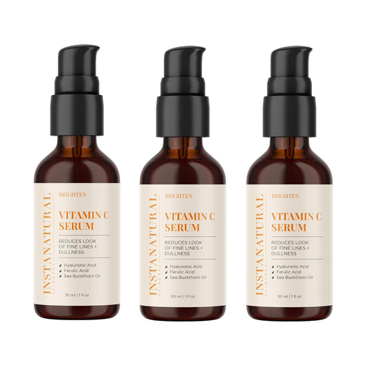 InstaNatural Vitamin C Face Serum with Hyaluronic Acid & Ferulic Acid | Brightening & Hydrating Formula for Radiant, Smooth-Looking Skin – 1 FL Oz - 3 Pack-BrightBean Baby