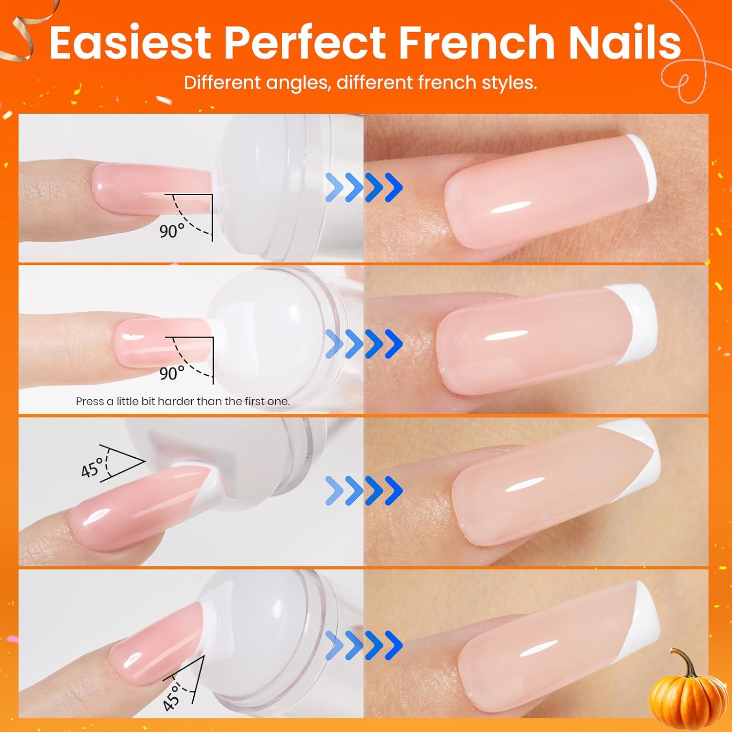 Beetles Nail Stamp 3Pcs Silicone French Tip Nail Stamp Kit with Replacement Nail Stamper Heads and Scrapers Soft Silicone Nail Printing Tool for Home Manicure Diy Nail Art Salon Gifts for Girls-BrightBean Baby