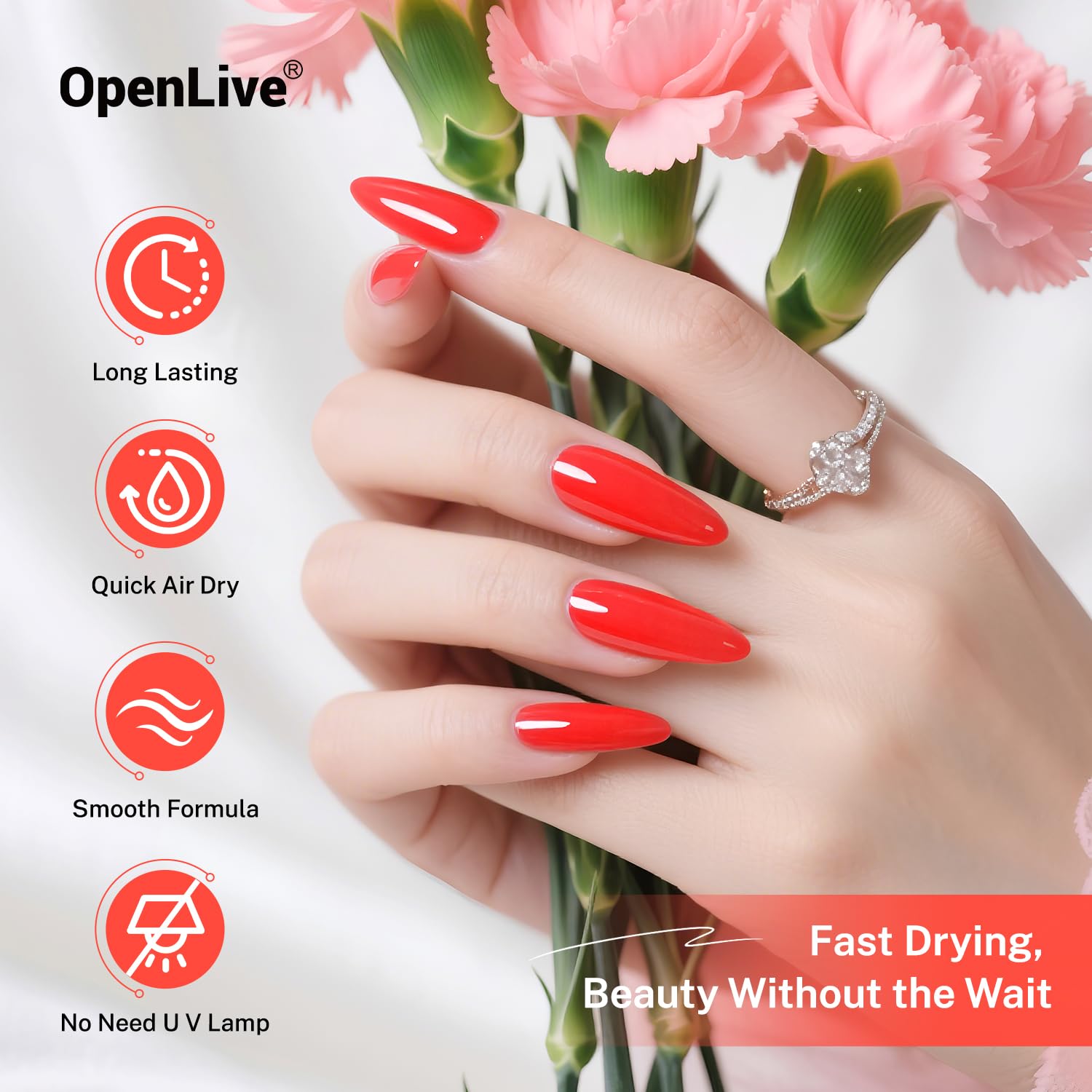 16.5ml Neon Red Nail Polish Glossy Shine Finish Large Volume Quick Dry Nail Polish, Long Lasting Shine, Fingernail Toenail Nail Art DIY Home Travel Nail Art Gift-BrightBean Baby