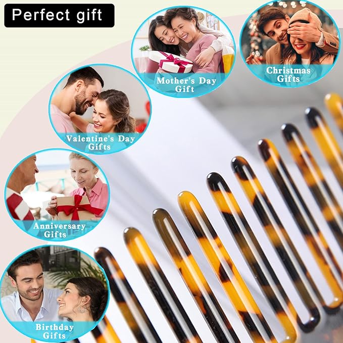 Fsmiling Hair Detangling Comb, Small Travel Purse Wide Tooth Pocket Comb for Thick Curly Wavy Hair, Acetate Hair Detangler Comb for Wet And Dry, 2 Pack-BrightBean Baby