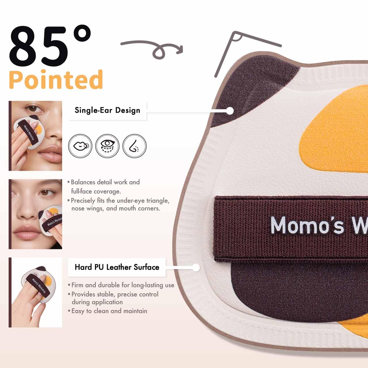 Tricolor Cat Puffs, Makeup Sponges Set, Dry&Wet Dual-Use Foundation Sponge, Expands 1.3x When Wet for Cream Foundation/Liquid Blush/Highlighter,2pcs Puffs & Storage Case-BrightBean Baby