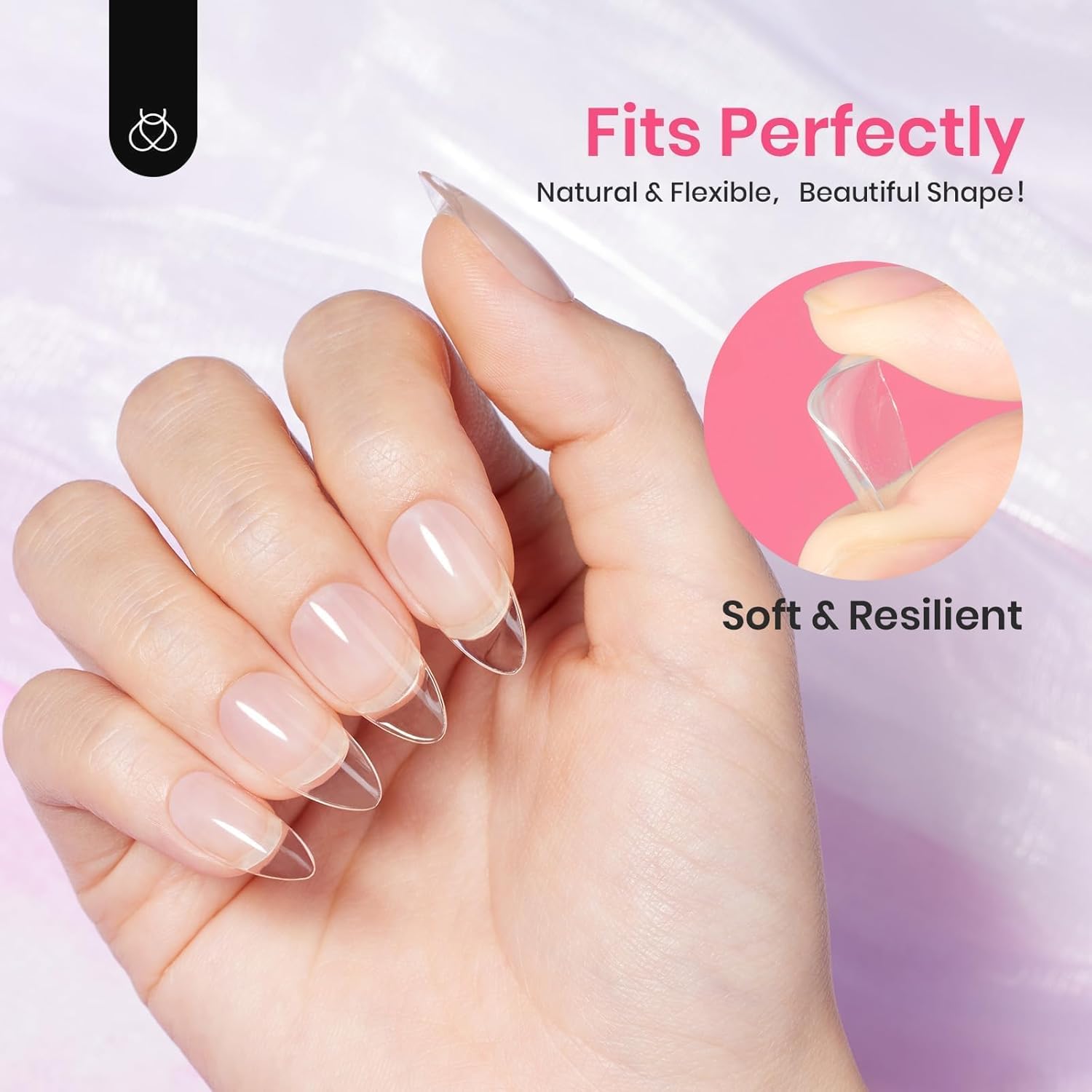 Beetles Gel Short Almond Nail Tips, 288Pcs Pre-Shape Clear Short Almond Gel Press On Nail Fake Nails Easy Nail Extension Full Cover False Nails for Gel Nail Polish Gelly Tips DIY Nail Salon-BrightBean Baby