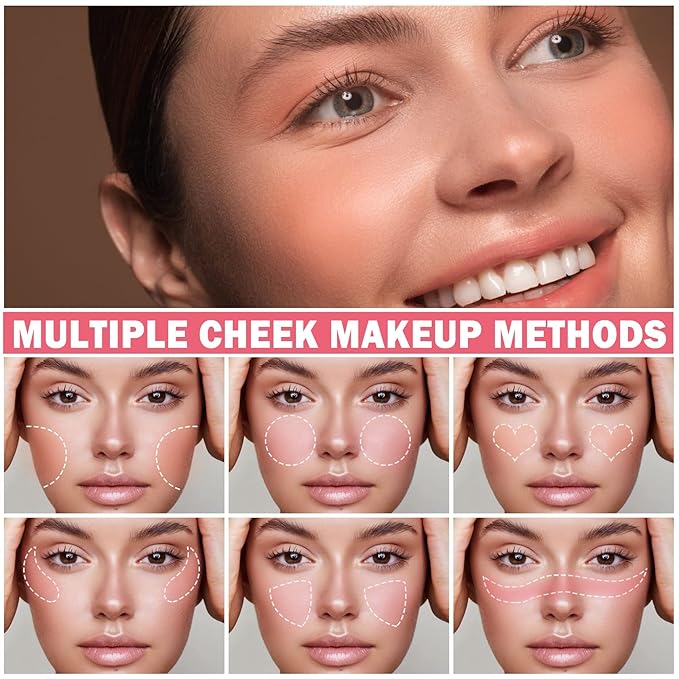 Cream Blush Stick with Brush, Waterproof, Long Lasting, Natural Finish, Rose Red - Compact Stick for All Skin Tones-BrightBean Baby