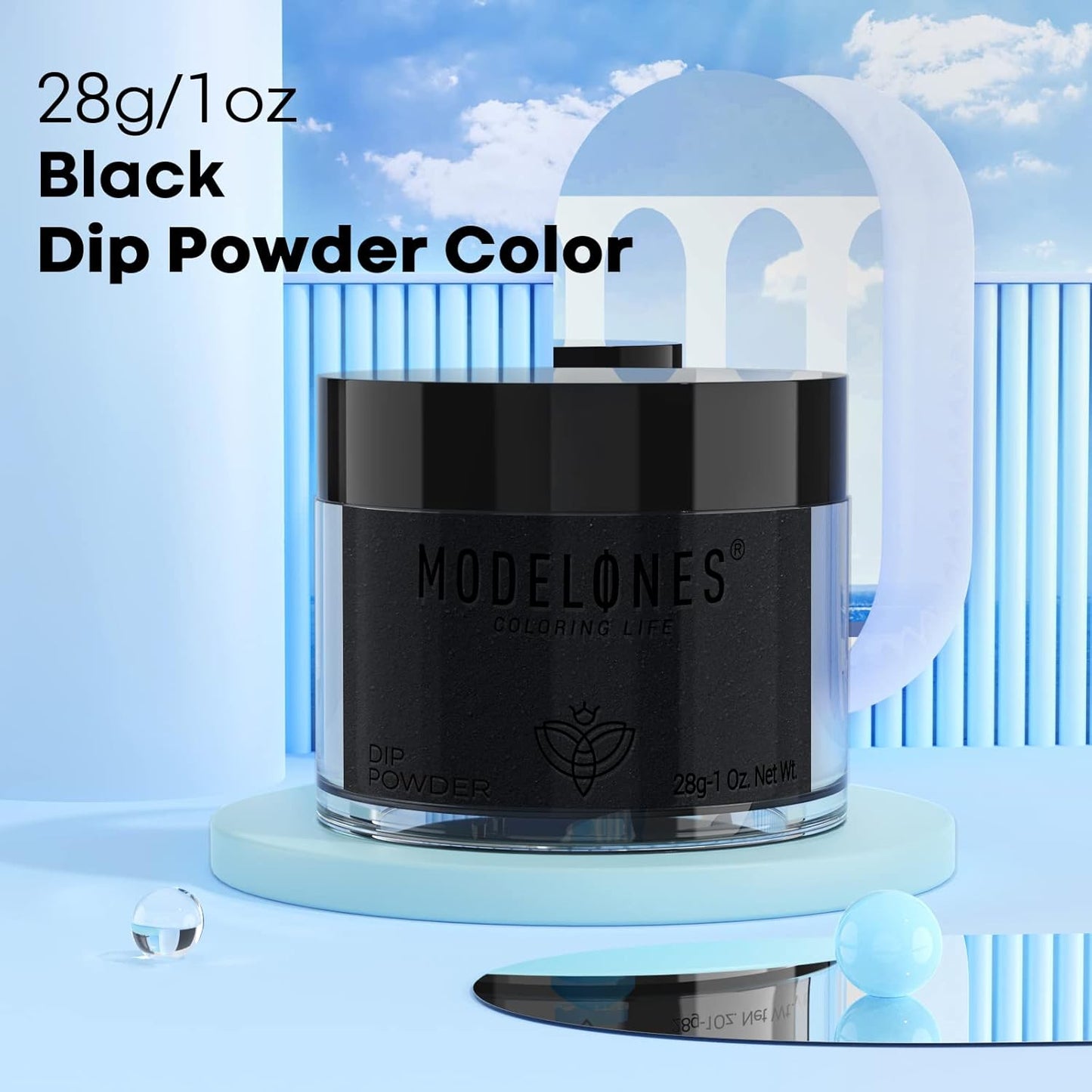 Modelones Dip Powder Black Color, Nail Dipping French Nail Art, 28 Long-Lasting Pro System Salon DIY at Home No Needed Lamp Cured-BrightBean Baby