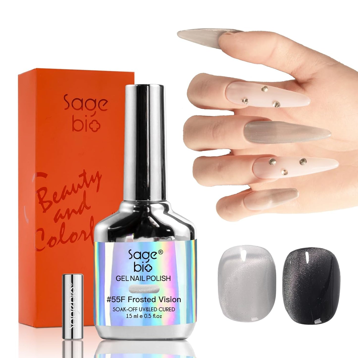 Cat Eye Gel Nail Polish with Magnet Stick, 15ml Magnetic Gel, Create Stunning Cat Eye Effects for DIY Manicures, Long-Lasting, Salon-Quality Finish, Frosted Vision-BrightBean Baby