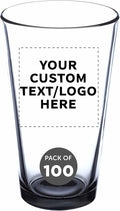 Custom Libbey Pint Glass 16 oz. Set of 100, Personalized Bulk Pack - Beer Glasses, Heavy Duty Drinkware - Black