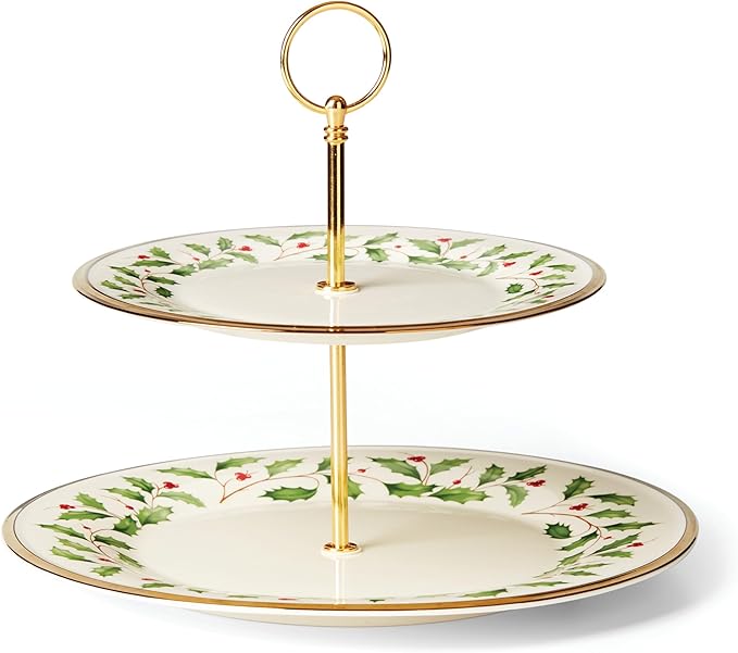 Lenox 893490 Holiday 2-Tiered Server, Christmas Dinnerware