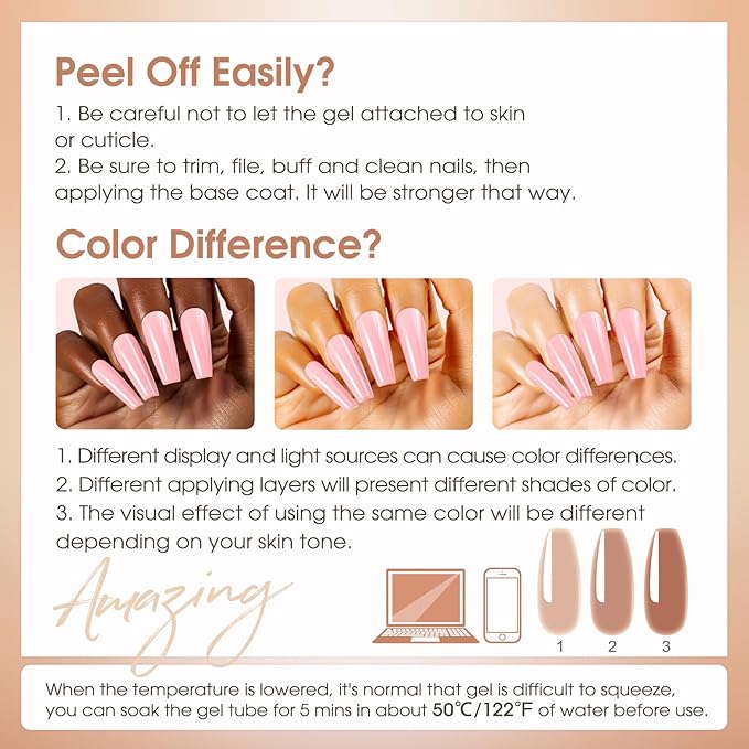 ROSALIND Poly Nail Gel Kit -8 Colors + Nail Art Accessories Kit Neon Poly Nails Gel Kit Starter Kit With Slip Solution Pro Clear Bright Colors Nail Extensions Gel Set with Mini UV Lamp-BrightBean Baby