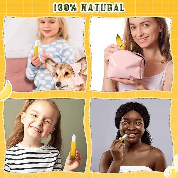 50 Pcs Employee Appreciation Gifts Bulk Banana Lip Balms Staff Appreciation Gift Bulk Lip Balm Gift Set Thank You Gift Lip Care Cream for Coworker Teacher Nurse Women Friend Baby Shower Favors-BrightBean Baby