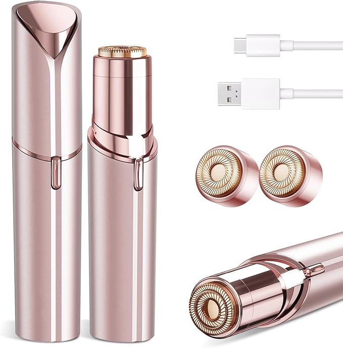 Facial Hair Removal for Women - Painless Facial Hair Remover - Electric Hair Removal Device for Face Lips Peach Fuzz with Light (Rose Gold)-BrightBean Baby