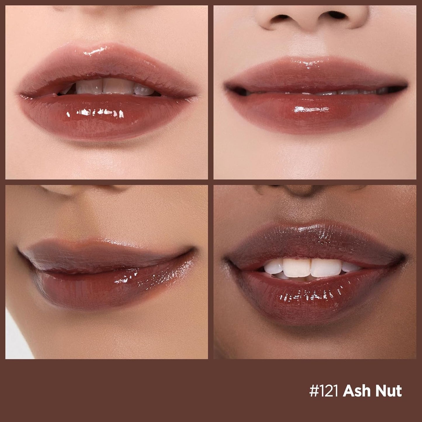 Laka Fruity Glam Lip Tint Mini, Glowing Lip Stain with Wide Color Spectrum, Hydrating & Lightweight Texture, Long-Lasting Bold Stain, Non-Sticky, Vegan, K-Beauty (#121 Ash Nut)-BrightBean Baby