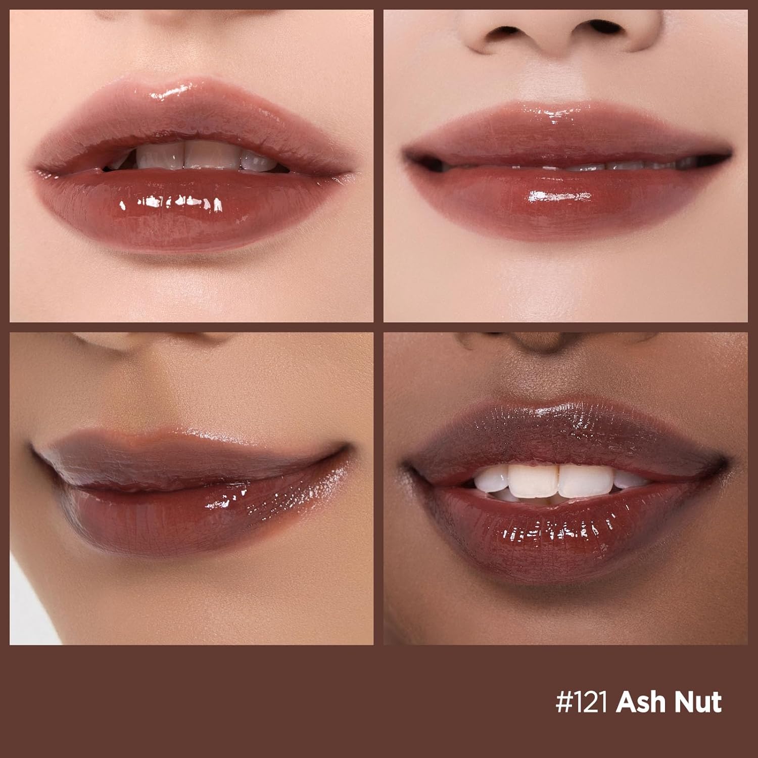 Laka Fruity Glam Lip Tint Mini, Glowing Lip Stain with Wide Color Spectrum, Hydrating & Lightweight Texture, Long-Lasting Bold Stain, Non-Sticky, Vegan, K-Beauty (#121 Ash Nut)-BrightBean Baby